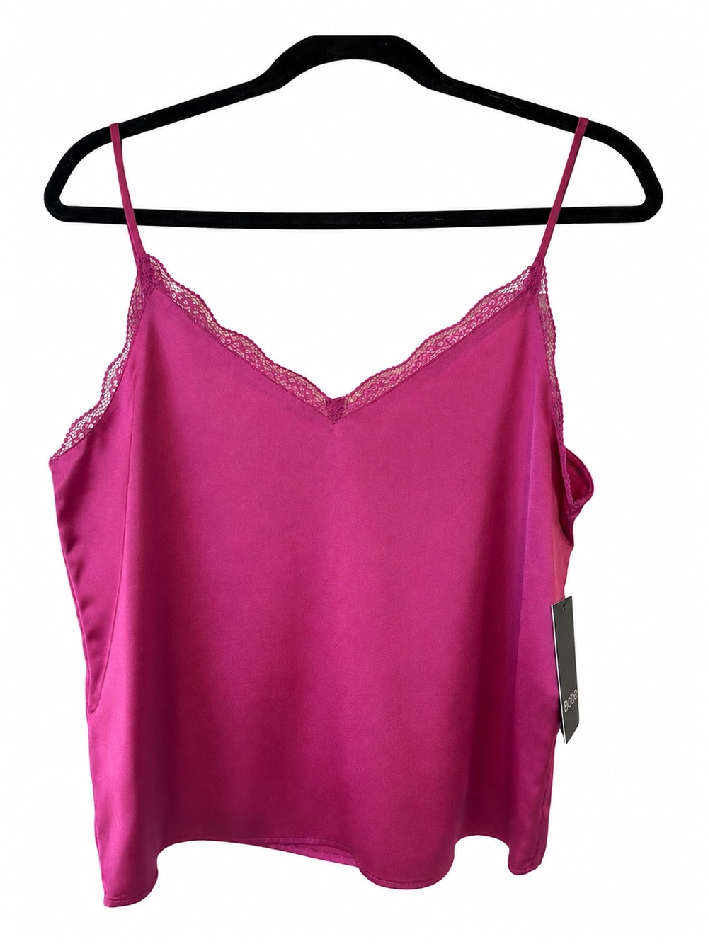 BCBG Magenta Pink Satin Lace Trim Cami Tank Top NWT Women's Small
